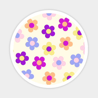 Flower Power Pattern on Yellow Magnet